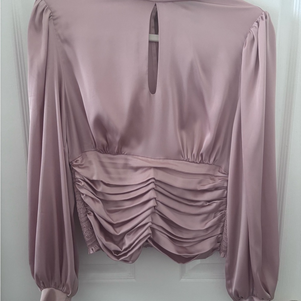 White House Black Market Elegant Mauve Satin Blouse